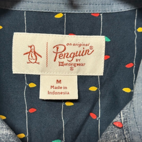 Original Penguin by Munsingwear Men’s Shirt M – Christmas Lights Print - Picture 2 of 5